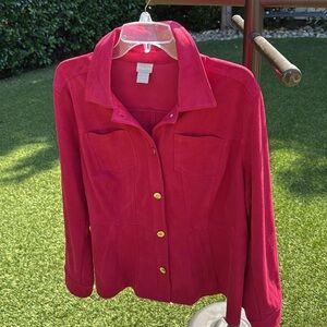 Chicos suede-like jacket with gold buttons - hot pink (Chicos Size 2 / Large)